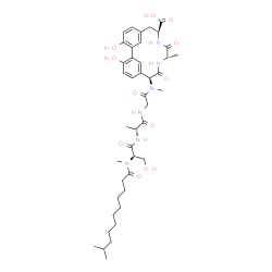 ChemSpider 2D Image | N-Methyl-N-(10-methylundecanoyl)-D-seryl-D-alanyl-N-[(7S,10S,13S)-13-carboxy-3,18-dihydroxy-10-methyl-8,11-dioxo-9,12-diazatricyclo[13.3.1.1~2,6~]icosa-1(19),2(20),3,5,15,17-hexaen-7-yl]-N-methylglyci
namide | C42H60N6O11