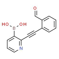 ChemSpider 2D Image | {2-[(2-Formylphenyl)ethynyl]-3-pyridinyl}boronic acid | C14H10BNO3