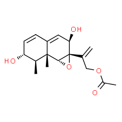 ChemSpider 2D Image | 2-[(1aS,2R,6R,7R,7aR,7bR)-2,6-Dihydroxy-7,7a-dimethyl-6,7,7a,7b-tetrahydronaphtho[1,2-b]oxiren-1a(2H)-yl]-2-propen-1-yl acetate | C17H22O5