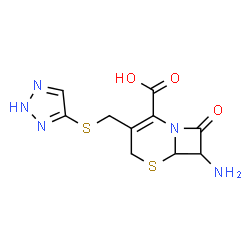 ChemSpider 2D Image | 7-Amino-8-oxo-3-[(2H-1,2,3-triazol-4-ylsulfanyl)methyl]-5-thia-1-azabicyclo[4.2.0]oct-2-ene-2-carboxylic acid | C10H11N5O3S2