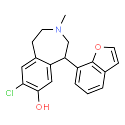ChemSpider 2D Image | 5-(1-Benzofuran-7-yl)-8-chloro-3-methyl-2,3,4,5-tetrahydro-1H-3-benzazepin-7-ol | C19H18ClNO2