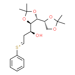 ChemSpider 2D Image | (E)-{(3S)-3-Hydroxy-3-[(4R,4'R,5R)-2,2,2',2'-tetramethyl-4,4'-bi-1,3-dioxol-5-yl]propylidene}(phenyl)sulfonium | C19H27O5S