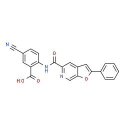ChemSpider 2D Image | 5-Cyano-2-{[(2-phenylfuro[2,3-c]pyridin-5-yl)carbonyl]amino}benzoic acid | C22H13N3O4