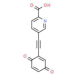 ChemSpider 2D Image | 5-[(3,6-Dioxo-1,4-cyclohexadien-1-yl)ethynyl]-2-pyridinecarboxylic acid | C14H7NO4