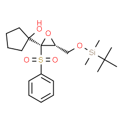 ChemSpider 2D Image | 1-[(2S,3R)-3-({[Dimethyl(2-methyl-2-propanyl)silyl]oxy}methyl)-2-(phenylsulfonyl)-2-oxiranyl]cyclopentanol | C20H32O5SSi
