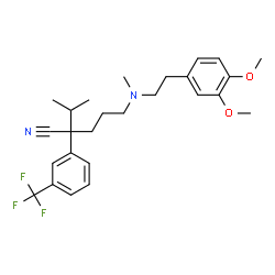 ChemSpider 2D Image | 5-{[2-(3,4-Dimethoxyphenyl)ethyl](methyl)amino}-2-isopropyl-2-[3-(trifluoromethyl)phenyl]pentanenitrile | C26H33F3N2O2