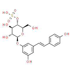 ChemSpider 2D Image | 3-Hydroxy-5-[(E)-2-(4-hydroxyphenyl)vinyl]phenyl 4-O-sulfo-beta-D-glucopyranoside | C20H22O11S