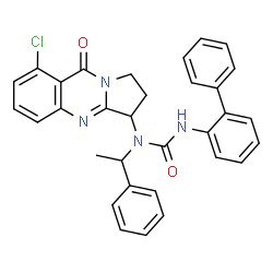 ChemSpider 2D Image | 3-(2-Biphenylyl)-1-(8-chloro-9-oxo-1,2,3,9-tetrahydropyrrolo[2,1-b]quinazolin-3-yl)-1-(1-phenylethyl)urea | C32H27ClN4O2