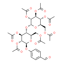 ChemSpider 2D Image | 4-Formylphenyl 2,3,6-tri-O-acetyl-4-O-(2,3,4,6-tetra-O-acetyl-alpha-D-glucopyranosyl)-beta-D-glucopyranoside | C33H40O19