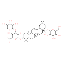 ChemSpider 2D Image | 1-O-[(3beta,5xi,9xi)-28-Oxo-3-{[3-O-(beta-D-xylopyranosyl)-beta-D-glucopyranuronosyl]oxy}olean-12-en-28-yl]-beta-D-glucopyranose | C47H74O18