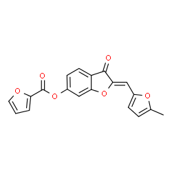 ChemSpider 2D Image | (2Z)-2-[(5-Methyl-2-furyl)methylene]-3-oxo-2,3-dihydro-1-benzofuran-6-yl 2-furoate | C19H12O6