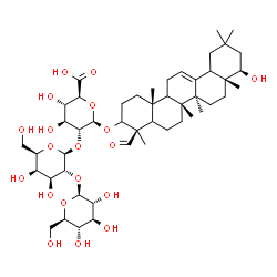 ChemSpider 2D Image | (5xi,9xi,18xi,22beta)-22-Hydroxy-24-oxoolean-12-en-3-yl beta-D-glucopyranosyl-(1->2)-beta-D-galactopyranosyl-(1->2)-beta-D-glucopyranosiduronic acid | C48H76O19
