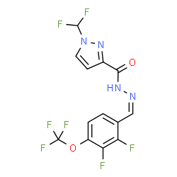 ChemSpider 2D Image | 1-(Difluoromethyl)-N'-{(Z)-[2,3-difluoro-4-(trifluoromethoxy)phenyl]methylene}-1H-pyrazole-3-carbohydrazide | C13H7F7N4O2