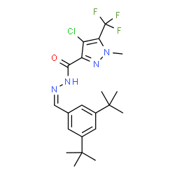 ChemSpider 2D Image | N'-{(Z)-[3,5-Bis(2-methyl-2-propanyl)phenyl]methylene}-4-chloro-1-methyl-5-(trifluoromethyl)-1H-pyrazole-3-carbohydrazide | C21H26ClF3N4O