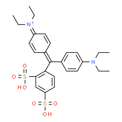 ChemSpider 2D Image | 4-{[4-(Diethylamino)phenyl](2,4-disulfophenyl)methylene}-N,N-diethyl-2,5-cyclohexadien-1-iminium | C27H33N2O6S2