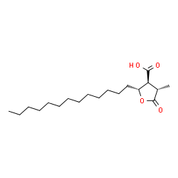 ChemSpider 2D Image | (2R,3S,4S)-4-Methyl-5-oxo-2-tridecyltetrahydro-3-furancarboxylic acid | C19H34O4
