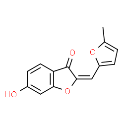 ChemSpider 2D Image | (2E)-6-hydroxy-2-[(5-methyl-2-furyl)methylene]benzofuran-3-one | C14H10O4