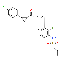 ChemSpider 2D Image | N-{3-[(Z)-({[2-(4-Chlorophenyl)cyclopropyl]carbonyl}hydrazono)methyl]-2,4-difluorophenyl}-1-propanesulfonamide | C20H20ClF2N3O3S