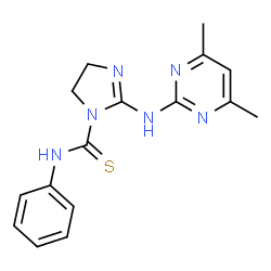 ChemSpider 2D Image | 1H-imidazole-1-carbothioamide, 2-[(4,6-dimethyl-2-pyrimidinyl)amino]-4,5-dihydro-N-phenyl- | C16H18N6S