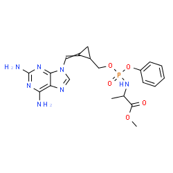 ChemSpider 2D Image | Methyl N-[({2-[(2,6-diamino-9H-purin-9-yl)methylene]cyclopropyl}methoxy)(phenoxy)phosphoryl]alaninate | C20H24N7O5P
