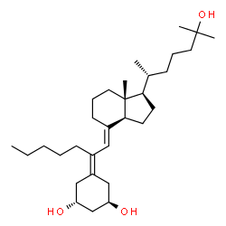 ChemSpider 2D Image | (1R,3R,7E,17beta)-17-[(2R)-6-Hydroxy-6-methyl-2-heptanyl]-6-pentyl-9,10-secoestra-5,7-diene-1,3-diol | C31H54O3