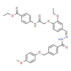 ChemSpider 2D Image | Ethyl 4-[({2-ethoxy-4-[(Z)-({4-[(4-methoxyphenoxy)methyl]benzoyl}hydrazono)methyl]phenoxy}acetyl)amino]benzoate | C35H35N3O8