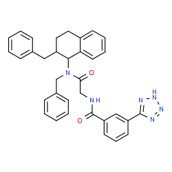 ChemSpider 2D Image | N-{2-[Benzyl(2-benzyl-1,2,3,4-tetrahydro-1-naphthalenyl)amino]-2-oxoethyl}-3-(2H-tetrazol-5-yl)benzamide | C34H32N6O2