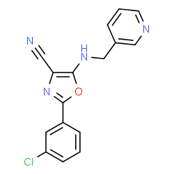ChemSpider 2D Image | 2-(3-Chloro-phenyl)-5-[(pyridin-3-ylmethyl)-amino]-oxazole-4-carbonitrile | C16H11ClN4O