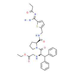 ChemSpider 2D Image | N-(2-Ethoxy-2-oxoethyl)-beta-phenyl-D-phenylalanyl-N-{[5-(N'-propionylcarbamimidoyl)-2-thienyl]methyl}-L-prolinamide | C33H39N5O5S