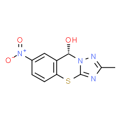 ChemSpider 2D Image | (9S)-2-methyl-7-nitro-9H-[1,2,4]triazolo[5,1-b][1,3]benzothiazin-9-ol | C10H8N4O3S