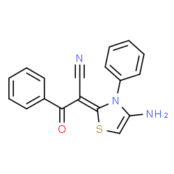 ChemSpider 2D Image | (2Z)-2-(4-amino-3-phenyl-thiazol-2-ylidene)-3-oxo-3-phenyl-propanenitrile | C18H13N3OS