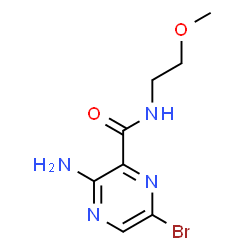 ChemSpider 2D Image | 3-Amino-6-bromo-N-(2-methoxyethyl)-2-pyrazinecarboxamide | C8H11BrN4O2