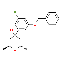 ChemSpider 2D Image | (2S,6S)-4-[3-(Benzyloxy)-5-fluorophenyl]-4-methoxy-2,6-dimethyltetrahydro-2H-pyran | C21H25FO3