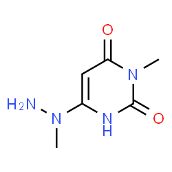 ChemSpider 2D Image | 3-Methyl-6-(1-methylhydrazino)pyrimidine-2,4(1H,3H)-dione | C6H10N4O2