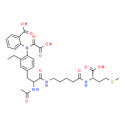 ChemSpider 2D Image | 2-[(4-{2-Acetamido-3-[(5-{[(1S)-1-carboxy-3-(methylsulfanyl)propyl]amino}-5-oxopentyl)amino]-3-oxopropyl}-2-ethylphenyl)(carboxycarbonyl)amino]benzoic acid | C32H40N4O10S