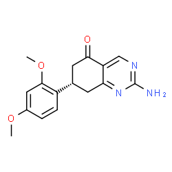 ChemSpider 2D Image | (7S)-2-amino-7-(2,4-dimethoxyphenyl)-7,8-dihydro-6H-quinazolin-5-one | C16H17N3O3