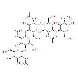 ChemSpider 2D Image | 2-Acetamido-2-deoxy-beta-D-glucopyranosyl-(1->4)-2-acetamido-2-deoxy-beta-D-glucopyranosyl-(1->4)-2-acetamido-2-deoxy-beta-D-glucopyranosyl-(1->4)-2-acetamido-2-deoxy-alpha-D-glucopyranosyl-(1->4)-2-a
cetamido-2-deoxy-beta-D-glucopyranose | C40H67N5O26