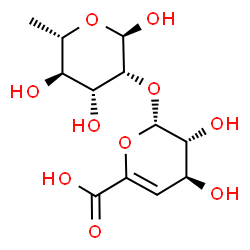 ChemSpider 2D Image | 2-O-(4-deoxy-beta-L-threo-hex-4-enopyranuronosyl)-alpha-L-rhamnopyranose | C12H18O10