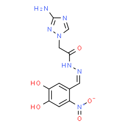 ChemSpider 2D Image | 2-(3-Amino-1H-1,2,4-triazol-1-yl)-N'-[(Z)-(4,5-dihydroxy-2-nitrophenyl)methylene]acetohydrazide | C11H11N7O5