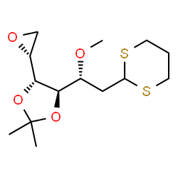 ChemSpider 2D Image | (4R,5R)-4-[(1R)-2-(1,3-Dithian-2-yl)-1-methoxyethyl]-2,2-dimethyl-5-[(2R)-2-oxiranyl]-1,3-dioxolane | C14H24O4S2