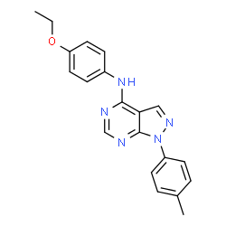 ChemSpider 2D Image | N-(4-Ethoxyphenyl)-1-(4-methylphenyl)-1H-pyrazolo[3,4-d]pyrimidin-4-amine | C20H19N5O