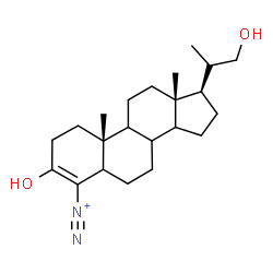 ChemSpider 2D Image | (10R,13S,17R)-3-Hydroxy-17-[(2R)-1-hydroxy-2-propanyl]-10,13-dimethyl-2,5,6,7,8,9,10,11,12,13,14,15,16,17-tetradecahydro-1H-cyclopenta[a]phenanthrene-4-diazonium | C22H35N2O2
