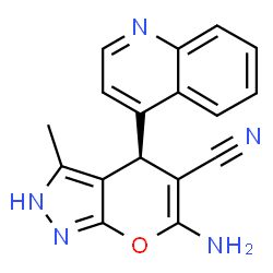 ChemSpider 2D Image | (4S)-6-Amino-3-methyl-4-(4-quinolinyl)-2,4-dihydropyrano[2,3-c]pyrazole-5-carbonitrile | C17H13N5O