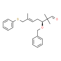 ChemSpider 2D Image | (3S,5E)-3-(Benzyloxy)-2,2,6-trimethyl-7-(phenylsulfanyl)-5-heptenal | C23H28O2S