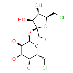 ChemSpider 2D Image | 1,6-Dichloro-1,6-dideoxy-beta-D-fructofuranosyl 4,6-dichloro-4,6-dideoxy-alpha-D-galactopyranoside | C12H18Cl4O7