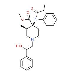ChemSpider 2D Image | Methyl (3R,4S)-1-(2-hydroxy-2-phenylethyl)-3-methyl-4-[phenyl(propionyl)amino]-4-piperidinecarboxylate | C25H32N2O4