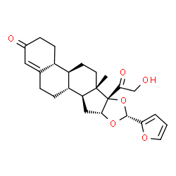 ChemSpider 2D Image | (4aR,4bS,6aS,6bS,8R,9aR,10aS,10bR)-8-(2-Furyl)-6b-glycoloyl-6a-methyl-3,4,4a,4b,5,6,6a,6b,9a,10,10a,10b,11,12-tetradecahydro-2H-naphtho[2',1':4,5]indeno[1,2-d][1,3]dioxol-2-one | C25H30O6