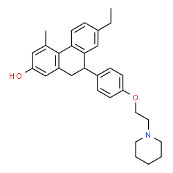 ChemSpider 2D Image | 7-Ethyl-4-methyl-9-{4-[2-(1-piperidinyl)ethoxy]phenyl}-9,10-dihydro-2-phenanthrenol | C30H35NO2