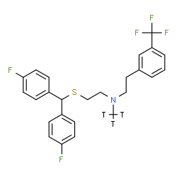 ChemSpider 2D Image | 2-{[Bis(4-fluorophenyl)methyl]sulfanyl}-N-(~3~H_3_)methyl-N-{2-[3-(trifluoromethyl)phenyl]ethyl}ethanamine | C25H21T3F5NS