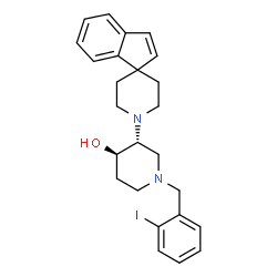 ChemSpider 2D Image | (3R,4R)-1-(2-Iodobenzyl)-3-(1'H-spiro[indene-1,4'-piperidin]-1'-yl)-4-piperidinol | C25H29IN2O